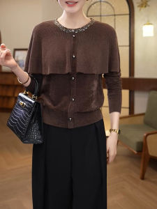 QINGNAER | Autumn New French Retro Style Large Size Knit Cardigan