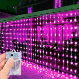 Dây Đèn LED Rèm 3M 6M Đèn Trang Trí Đám Cưới Đèn Dây Fairy 8 Chế Độ Sử Dụng Pin Trang Trí Giáng Sinh Nhà Cửa Phòng Ngủ Năm Mới