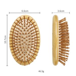 1 Pc Portable Eco-Friendly Bamboo Hair Comb Wooden Round Hair Brush Scalp Massager Anti-Static Hairbrush for Women Men and Kids