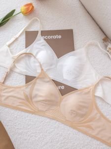 Ultra-Thin Ice-Silk Breathable Wireless Bra with Rabbit Ear Design for Summer Cool Feeling Invisible Underwear for Large Breasts