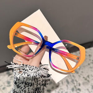 JN IMPRESSION Fashion French Oil Painting Wind Big TR90 Frame Anti-blue Light Glasses Retro Wear Tea Break Wind Plain Glasses