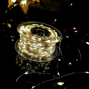 10ชิ้น ไฟ LED ประดับตกแต่งแบบสายยาว / ไฟประดับตกแต่งแบบสายเล็กสีอบอุ่น / ไฟ LED ประดับตกแต่งแบบสายกันน้ำในร่ม / ไฟ LED ประดับแบบใช้แบตเตอรี่ สายไฟทองแดงขนาดเล็กสำหรับตกแต่งห้องนอน งานปาร์ตี้คริสต์มาส งานแต่งงาน