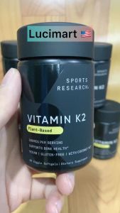 Viên uống Vitamin K2 MK7 100mg with Coconut Oil Sports Research hũ 60 viên [Hàng Mỹ]