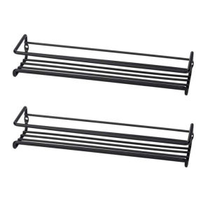 2PCS Wall Mount Spice Rack Metal Spice Storage Rack Spice Jar Rack Cabinet Shelf Seasoning Organizer Rack Kitchen Organizer