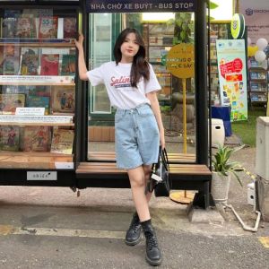 Quần jean nữ - quần ngố lửng ống rộng chất jean dày dặn nhienofficial BQ145