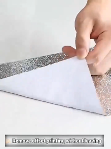 KITCHEN FOIL WALLPAPER SILVER | Silver Foil Sticker | Oil-Proof Heat Resistant | Self Adhesive Aluminum Foil | Wall Cabinet Countertop Drawer Cover Peel And Stick Easy Clean Decoration Wallpaper Roll | 40cm x 100cm / 15.7 inch x 39.3 Inch