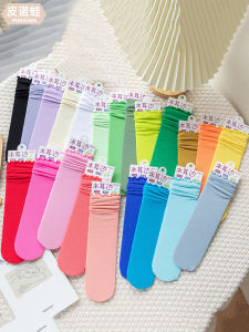 Girl Socks Summer Thin Kids K-style Ins Wooden Ear Bunching Socks Summer Breathable Candy Color Ice Socks