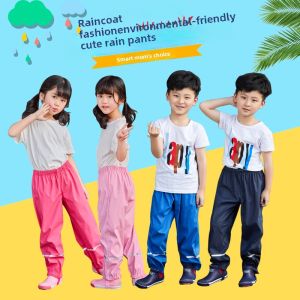Childrens Outdoor Waterproof Rain Pants Spring Summer Anti- Wind Breathable Warm Reflective PU Coated Polyester Lining