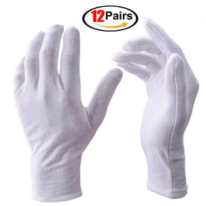 12/36คู่ ถุงมือผ้าฝ้ายสีขาว / ถุงมือผ้าฝ้ายแบบเต็มนิ้วสำหรับพนักงานเสิร์ฟ พนักงานขับรถ การตรวจสอบเครื่องประดับ การใช้งาน / ถุงมือทำงานทำความสะอาดในครัวเรือน