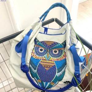 Ladies Embroidered Oxford Cloth Shopping Bag Nylon Handheld Shoulder Bag Waterproof Market Bag Crossbody Handbag