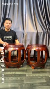 Đôn cặp đôn trống ngồi phòng khách gỗ hương mặt 39 Cao 47cm