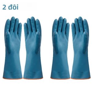 2/4 Đôi Găng Tay Làm Sạch Chống Thấm Nước Có Lớp Lót Lông Cừu Dùng Cho Phòng Tắm Gia Đình Nhà Bếp - Găng Tay Cao Su Có Fourchettes Để Bảo Vệ Tay