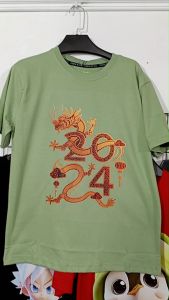 Kaos Pria 3 Dimensi Motif Naga Emas Imlek New 2024 Tshirt Oblong Katun 24s H0192 By Hans & Co