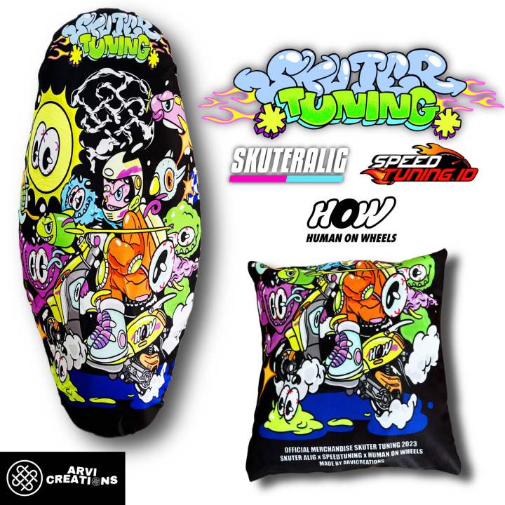 Sarung jok motor full print Arvi x Skuter tuning Anti cakar kucing dan air