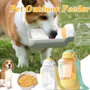 1/1.5L Dog Travel Water Bottle 2 in1 Pet Drinking Bottle with Food Portable&Large Capacity Pet Accompanying Cup