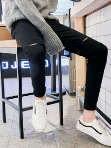 Quần Ống Đứng Cạp Cao Phong Cách Hàn Quốc Cho Nữ Mùa Xuân Thu Quần Bó Sát Cỡ Lớn Quần Ống Đứng Màu Đen