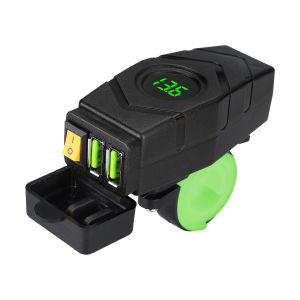 72W QC3.0 Fast Charging 12V Voltmeter Independent On Off Switch SAE USB Adapter Inline 10A Fuse Waterproof Motorcycle Charger