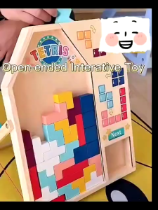Wooden Tetris 3D Puzzle Stacking Game Educational Building Blocks Toy for Kids Parent-Child Activity