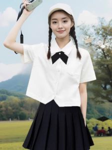 Preppy Style White Shirt Womens Summer Short-Sleeved Student Shirt Japanese Style Small Short Tops JK Uniform Suit