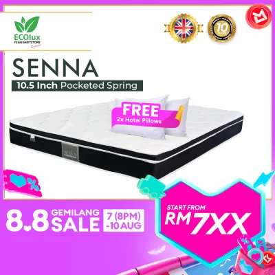 ECOlux - Senna 10.5inch HOTEL Grade | Pocket Spring Mattress | Back Support | Medium Firm | Anti- Static