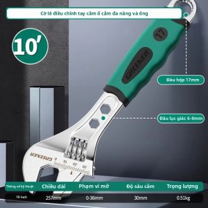 Greener | GREENERY Cờ Lê Đa Năng Có Thể Điều Chỉnh Được Với Lỗ Mở Lớn Và Lỗ Lục Giác Để Sửa Chữa Hệ Thống Ống Nước Dụng Cụ Phòng Tắm