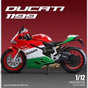 【RUM】1:12 Scale Ducati 1199 Alloy Motorcycle Model Light & Sound Effect Diecast Car Toys for Boys Birthday Gift Kids Toys Car Collection