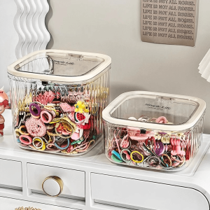 กล่องเก็บเครื่องประดับผมแบบโปร่งใสสำหรับเด็กผู้หญิง กล่องเก็บของสำหรับจัดระเบียบยางยืด ที่คาดผม เครื่องประดับผม เครื่องประดับผม