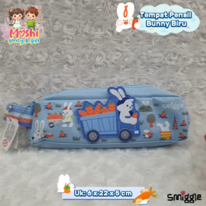 Tempat Pensil Mini size S Bahan Kanvas Bunny Blue / Pencil Case Mini / Tempat Pensil Anak Sekolah Anak Perempuan