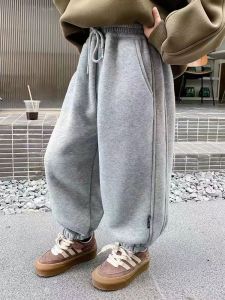 Boys Winter Clothing Sweatpants 2023 New Childrens Autumn and Winter Fleece-lined Thickened Casual Pants Boys Single-Layer Fleece-Lined Pants