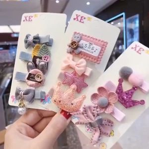 Set 4 cặp Găm Tóc Cho Bé Gái Xinh Xắn Thiết Kế Hoạt Hình Dễ Thương Phong Cách Hàn Quốc Từ 2-5-12 Tuổi
