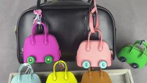 Leather Mini Bag Charm With Cute Wheels - Earphones & Lipstick Pouch with Dual Straps-PU Leather-Ideal For Bag Accessory