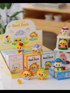 Mini Cute Cartoon Happy Duck Nano Bricks Building Blocks Toys Birthday Gift Cute Model Desktop Decoration 鸭子系列积木