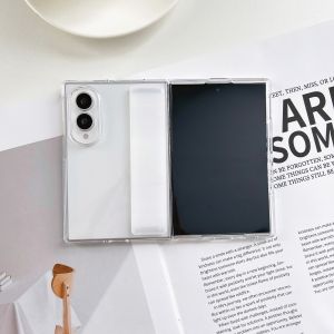 Fashion Soft Elastic Silicone Wrist Strap Matte PC Phone Case For Samsung Galaxy ZFold8 Ultra Z Fold 7 6 5 4 3 Solid Color Cover