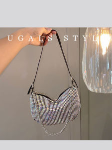 UGALS | Bling Shiny Non-Fall-Off Diamond Party Crescent Tote Bag