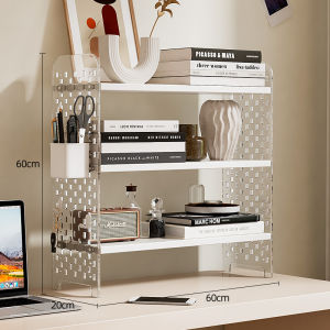 Acrylic Desktop Organizer Multilayer Book Shelf for Office Computer Table Extended Storage Solution Minimalist Modern Style
