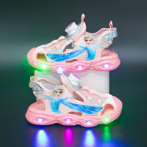 Dép Công Chúa Phong Cách Mới Cho Bé Gái Mùa Hè Với Thiết Kế Dạ Quang Chất Liệu Lưới Đóng Khóa Thông Thường Cho Trẻ Em