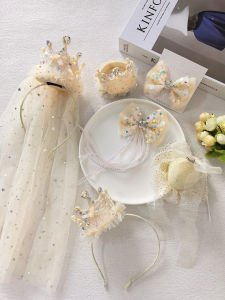 มงกุฎเจ้าหญิงหลบหนีพร้อมกิ๊บติดผมลายดาวและลูกปัดประดับโบว์ผีเสื้อสำหรับวันเกิด เครื่องประดับผมสไตล์หวานๆ ที่สวมใส่ได้ตลอดทั้งปี