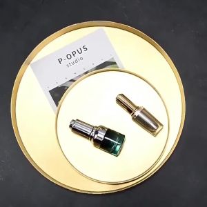 Gold Home Decor Jewelry Display Stainless Steel Space Saving Round Shape Storage Tray