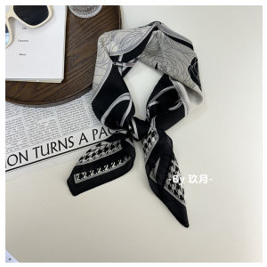 Khăn Choàng Lụa Nhỏ Kiểu Pháp Hoa Hồng Thanh Lịch Đi Biển Khăn Quàng Cổ Mùa Hè Thắt Lưng Chéo Vai Phong Cách Hàn Quốc