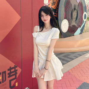 GUANSHU | French Off-shoulder White Dress For Petite Women Autumn Beach Holiday