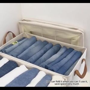 SG【READY STOCK】Foldable Dividers Drawer Large Box Storage Box Cationic Fabric Steel Frame Double Handle Clothes Wardrobe Organizers Space Saver