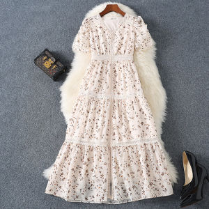 SANGMAN | High Waist Flowery Chiffon Slimming Dress