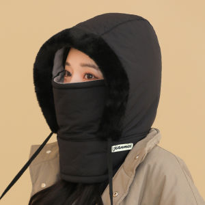 Winter Warm Protective Hat Large Brim Windproof Fleece Lined Integrated Neck Gaiter Face Cover for Men Women Cycling