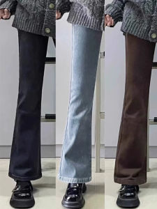 Retro American High Waist Slightly Flared Jeans Female 2024 Autumn and Winter Plus Size Elastic Slim Fit Slimming Horseshoe Pants