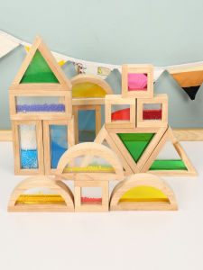 LEKU | Sensory Visual Educational Wooden Acrylic Building Blocks