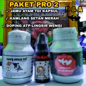 PAKET PRO 2 DOPING ATP-LINGSIR WENGI TETES+KAMLANG SETAN MERAH+JAMU AYAM TGI KAPSUL FAVORIT PARA BOTOH