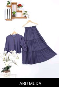 setelan crop top rok susun canda setrok wanita jumbo  bahan jersey zoya