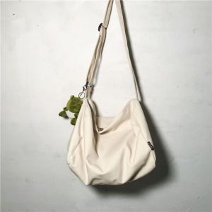 Womens Messenger Bag Ins Minimalist Japanese Style Working Style Bag Large Capacity Shoulder Bag Canvas Bag Casual Solid Color Single-Shoulder Bag