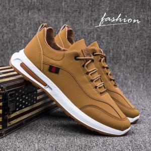 Casual Leather Shoes Mens Mid-aged Pure Color PU Leather Lace-up Work Leisure Korean Style Cross-Border Mens Footwear