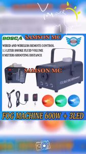 BOSCA Haze Fog Machine 600W+3LED Wireless Remote Smoke Fog Generator System Smoke Fog Ejector Stage Party Club Bar